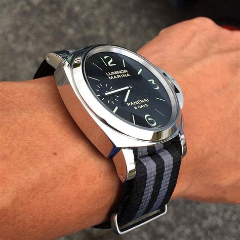 panerai radiomir with leather nato strap|Panerai watch strap size chart.